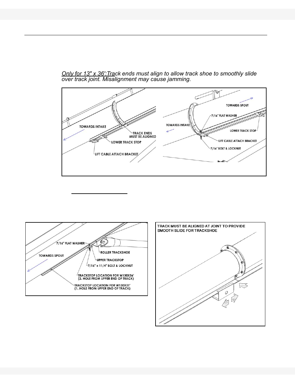 Track shoe & trackstop | Wheatheart WHR 130 x 31-36ft Augers PTO-SD User Manual | Page 16 / 46