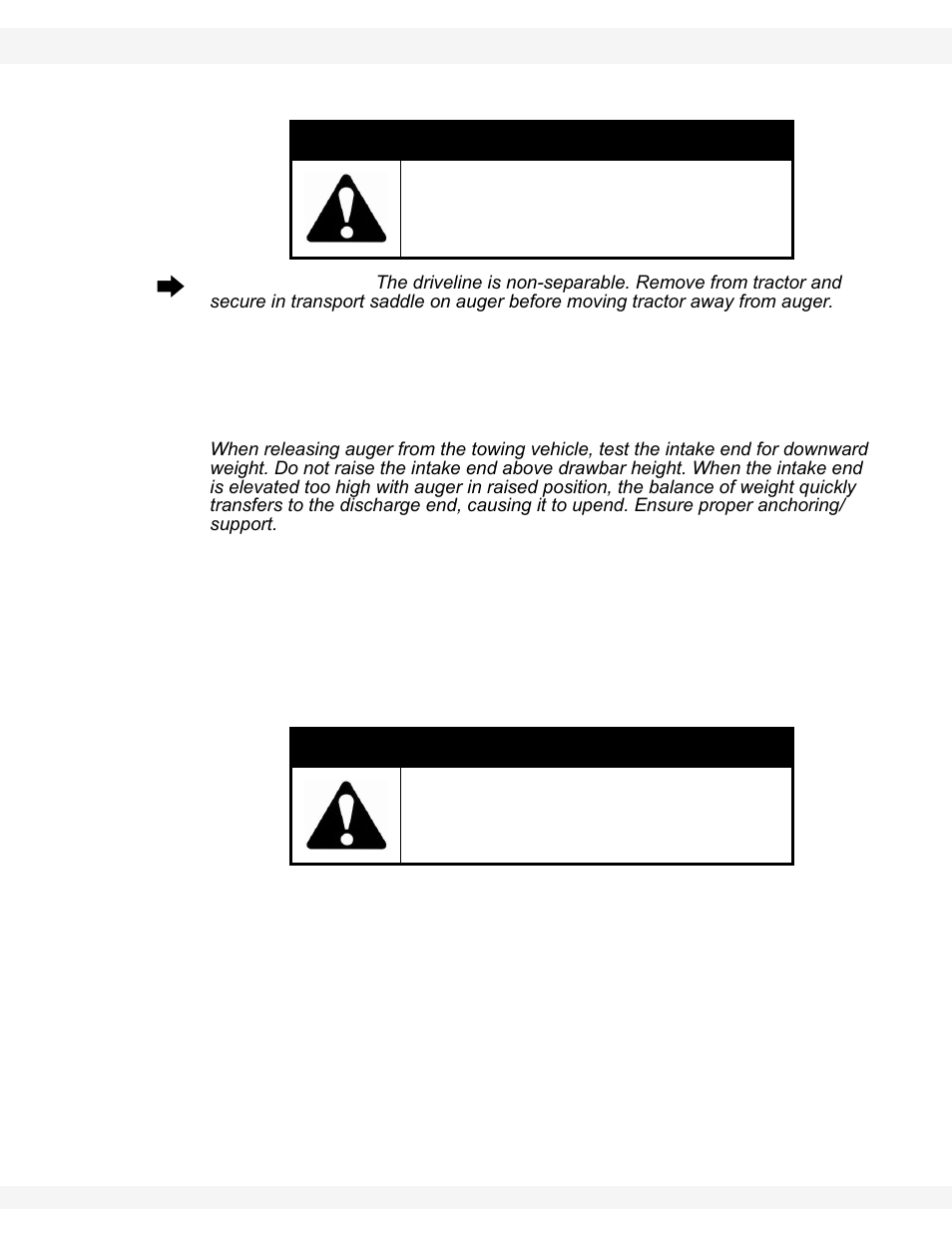 Warning, Caution | Wheatheart WHR 130 x 31-36ft Augers PTO-SD User Manual | Page 31 / 46