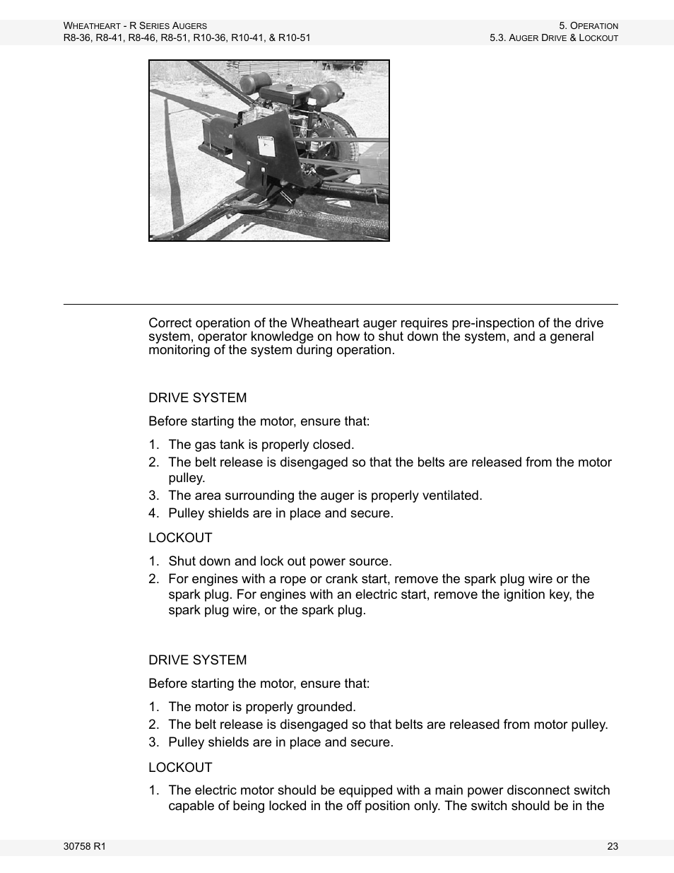 Auger drive & lockout | Wheatheart R Series Augers User Manual | Page 23 / 46