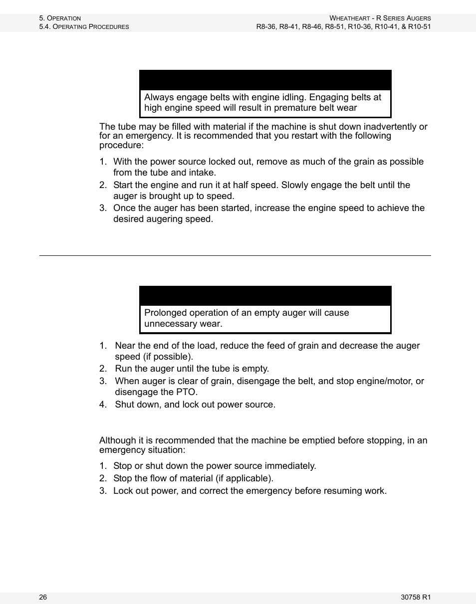 Shutdown, Notice | Wheatheart R Series Augers User Manual | Page 26 / 46
