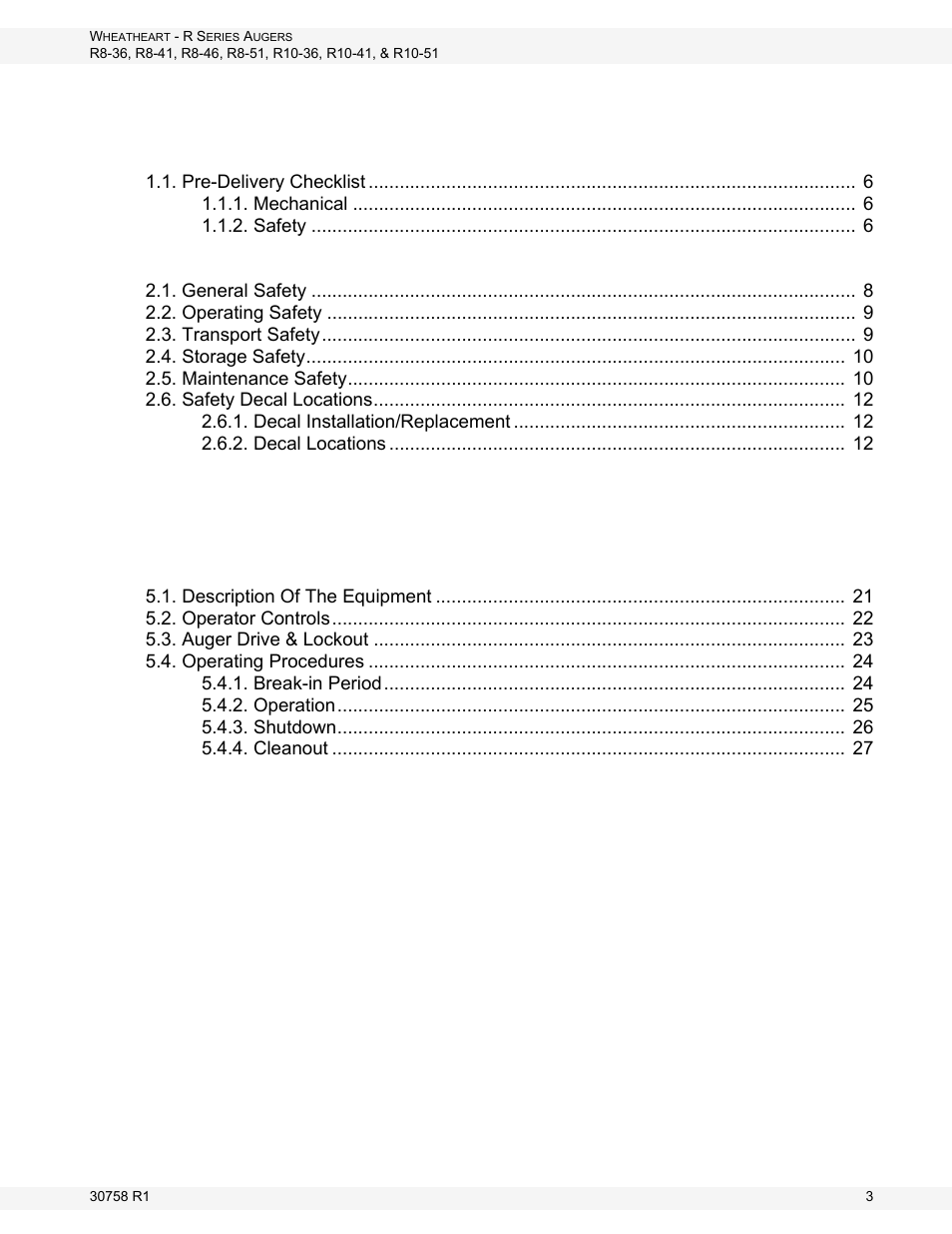 Wheatheart R Series Augers User Manual | Page 3 / 46