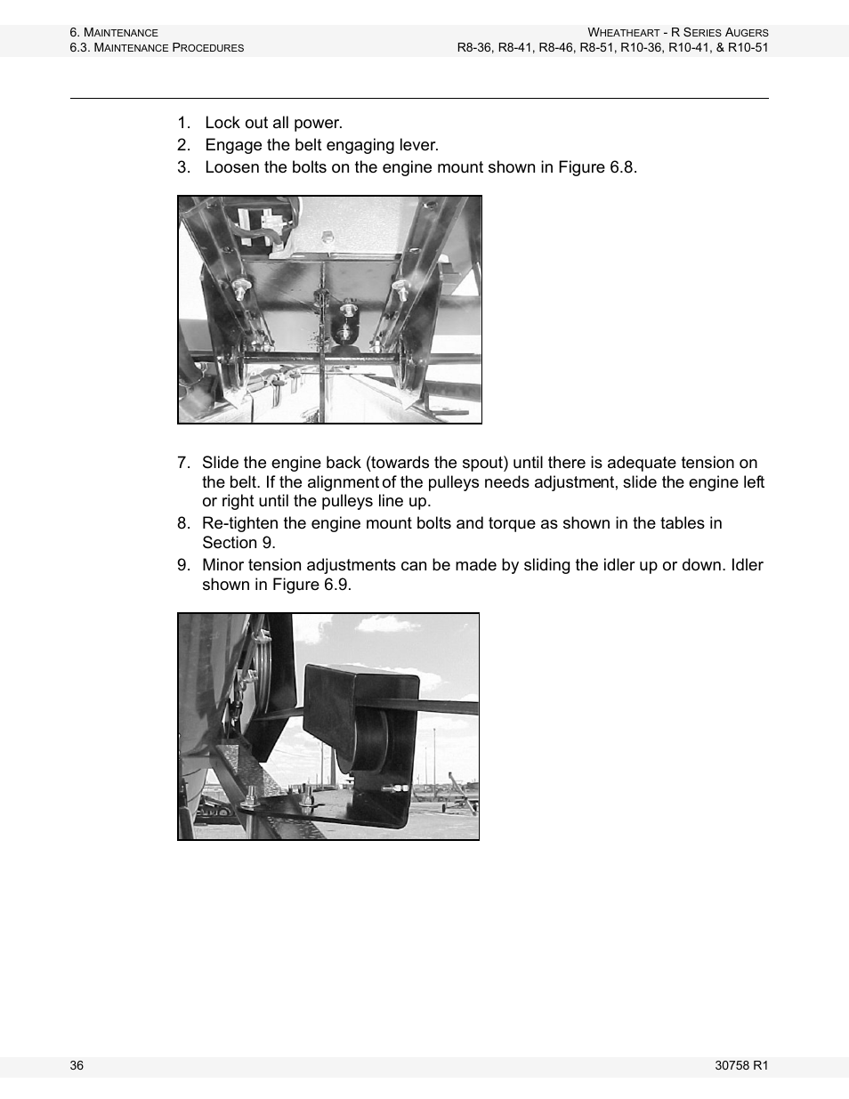 Tightening belts | Wheatheart R Series Augers User Manual | Page 36 / 46