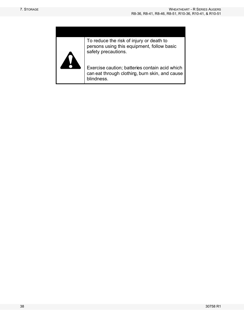 Warning | Wheatheart R Series Augers User Manual | Page 38 / 46