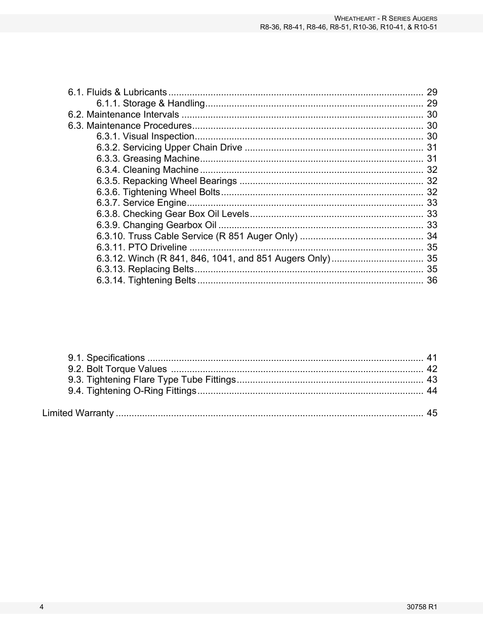 Wheatheart R Series Augers User Manual | Page 4 / 46