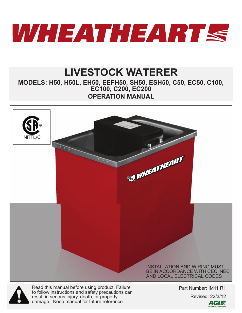Wheatheart Livestock Waterer User Manual | 28 pages