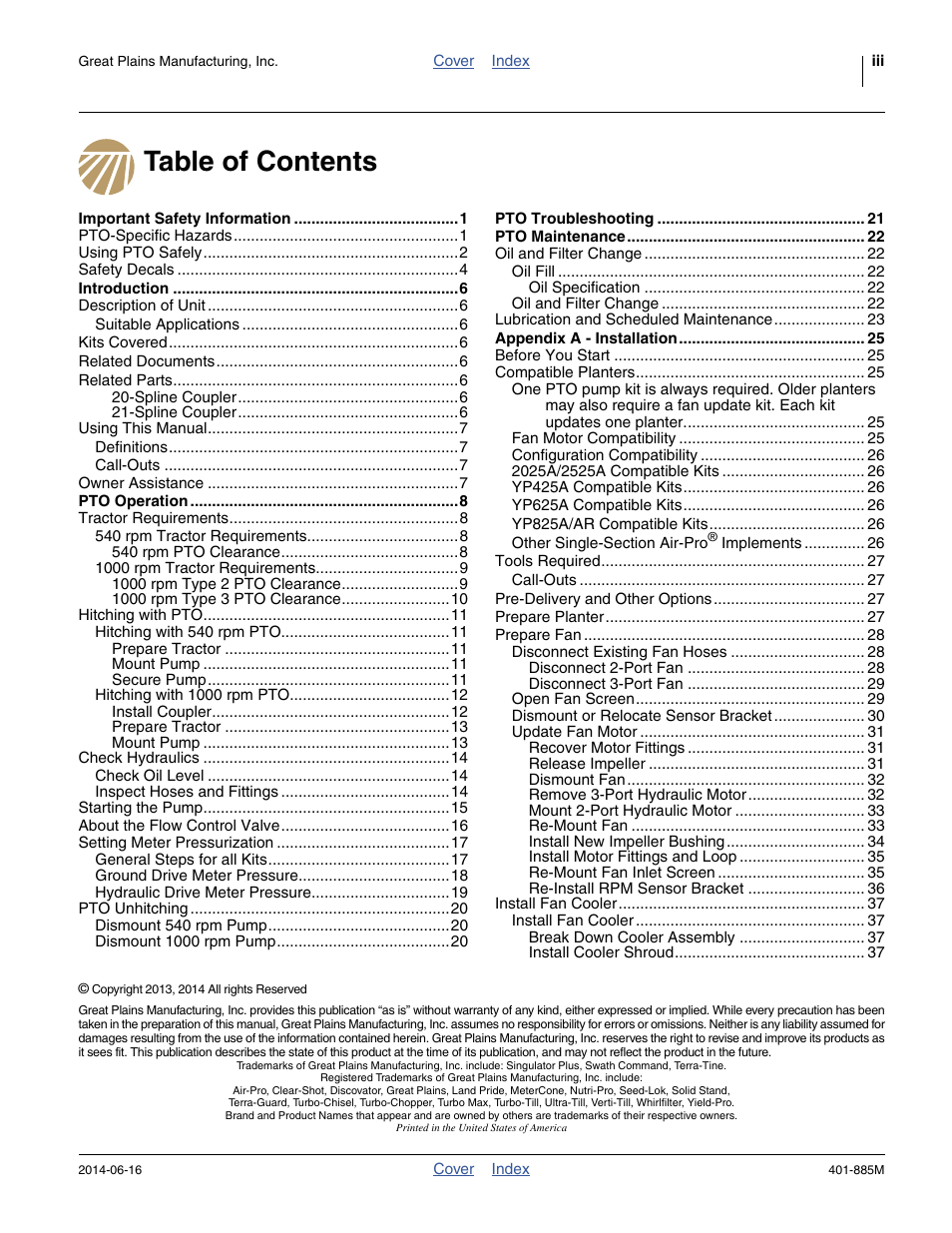 Great Plains PTO Kits Single-Section User Manual | Page 3 / 82