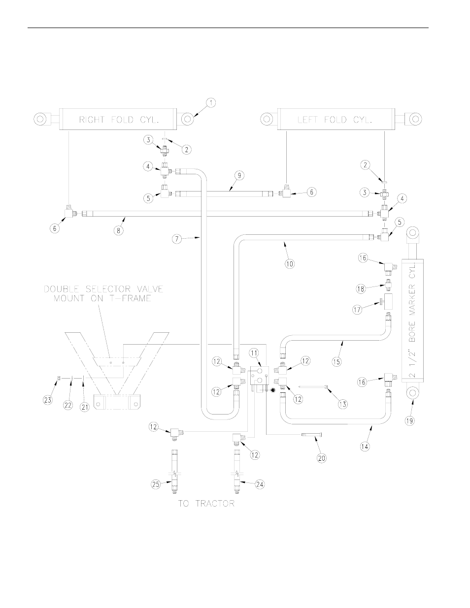 Single flat fold marker hydraulic assembly | Great Plains 30-Foot 3-Section Vintage Drill User Manual | Page 19 / 28