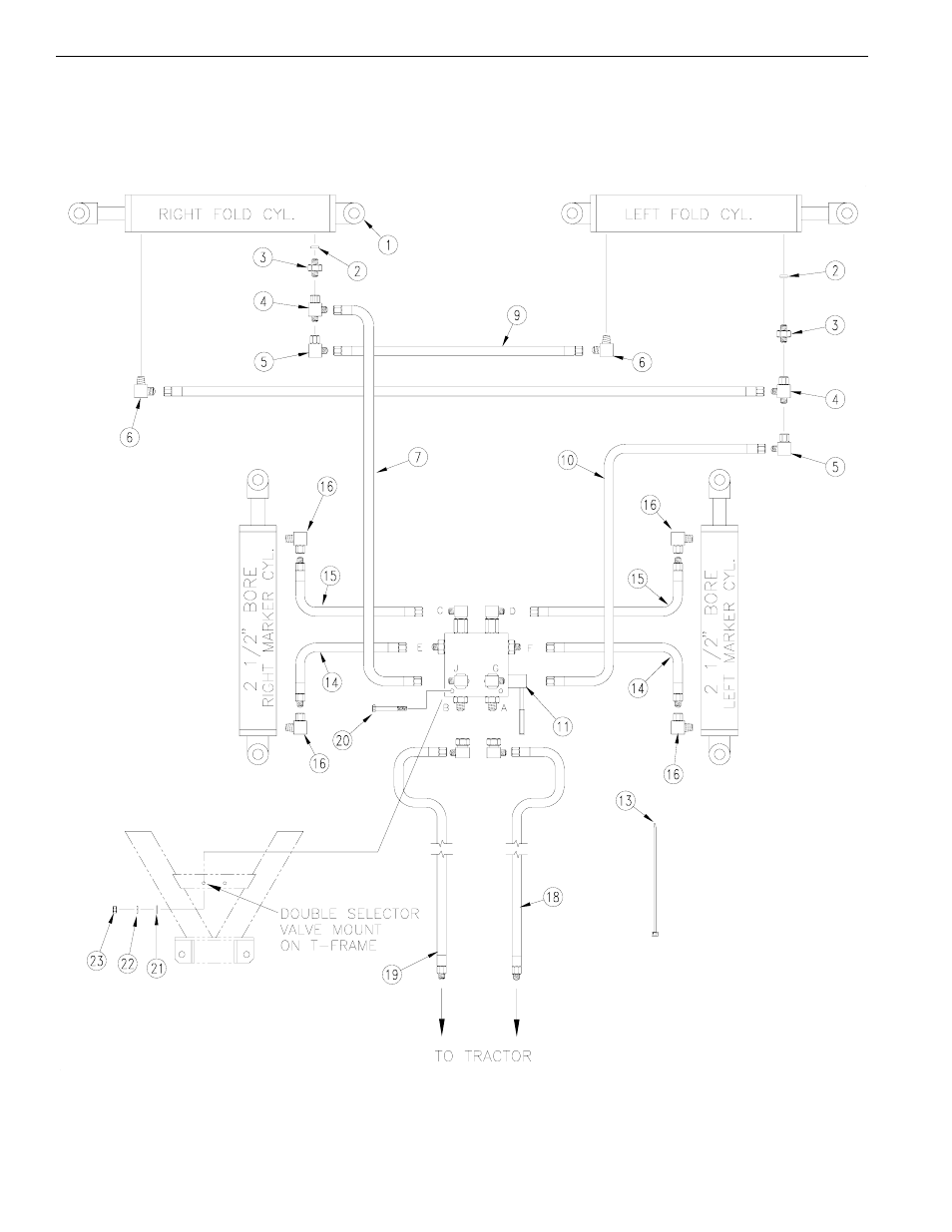 Dual flat fold marker hydraulics assembly | Great Plains 30-Foot 3-Section Vintage Drill User Manual | Page 21 / 28