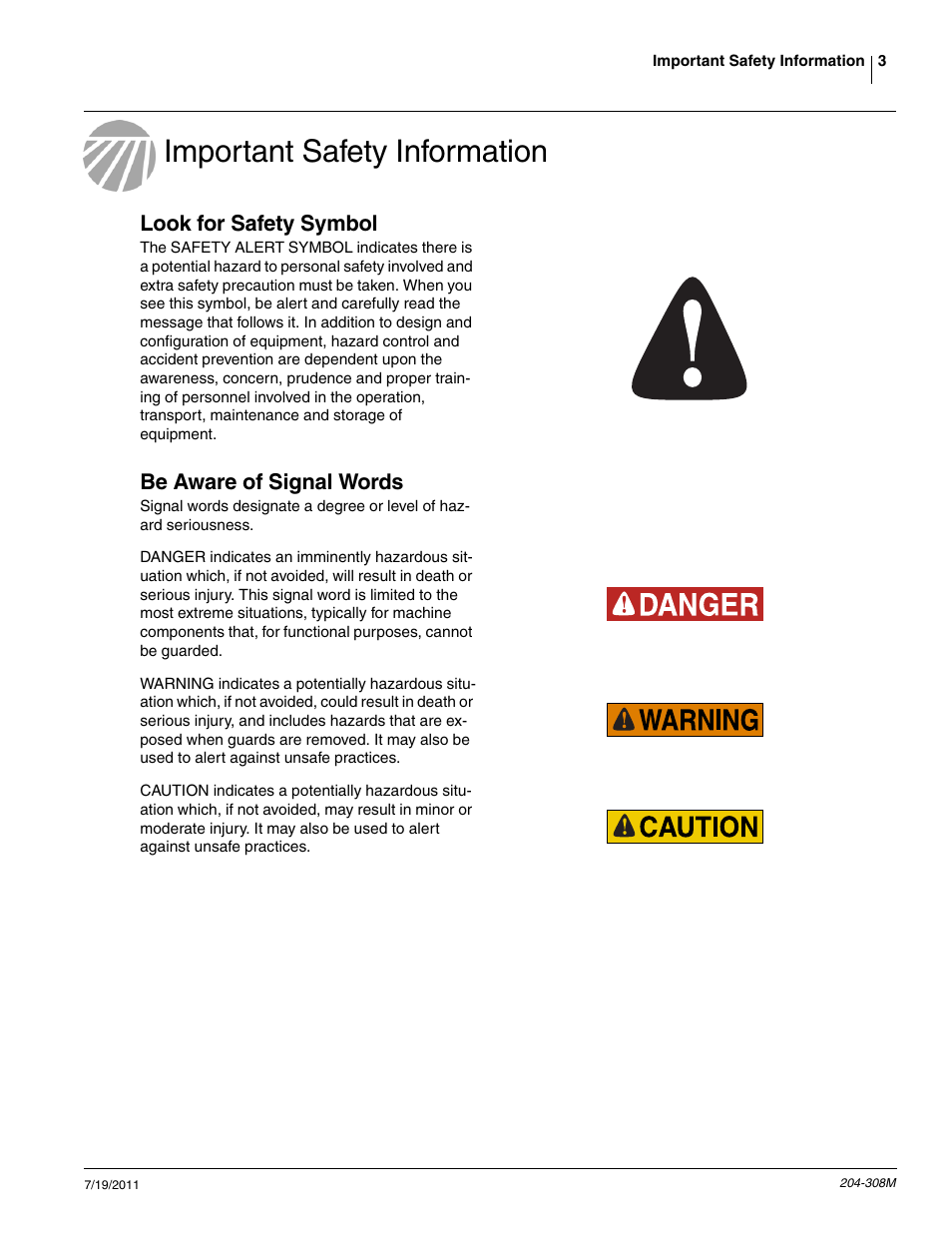Important safety information, Look for safety symbol, Be aware of signal words | Great Plains Utility Coulter & Vantage I-20 Fertilizer Coulters User Manual | Page 5 / 21
