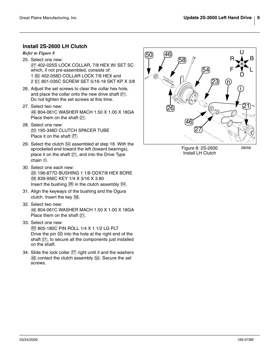 Install 2s-2600 lh clutch, 50 i n | Great Plains Electric Clutch Package User Manual | Page 13 / 108