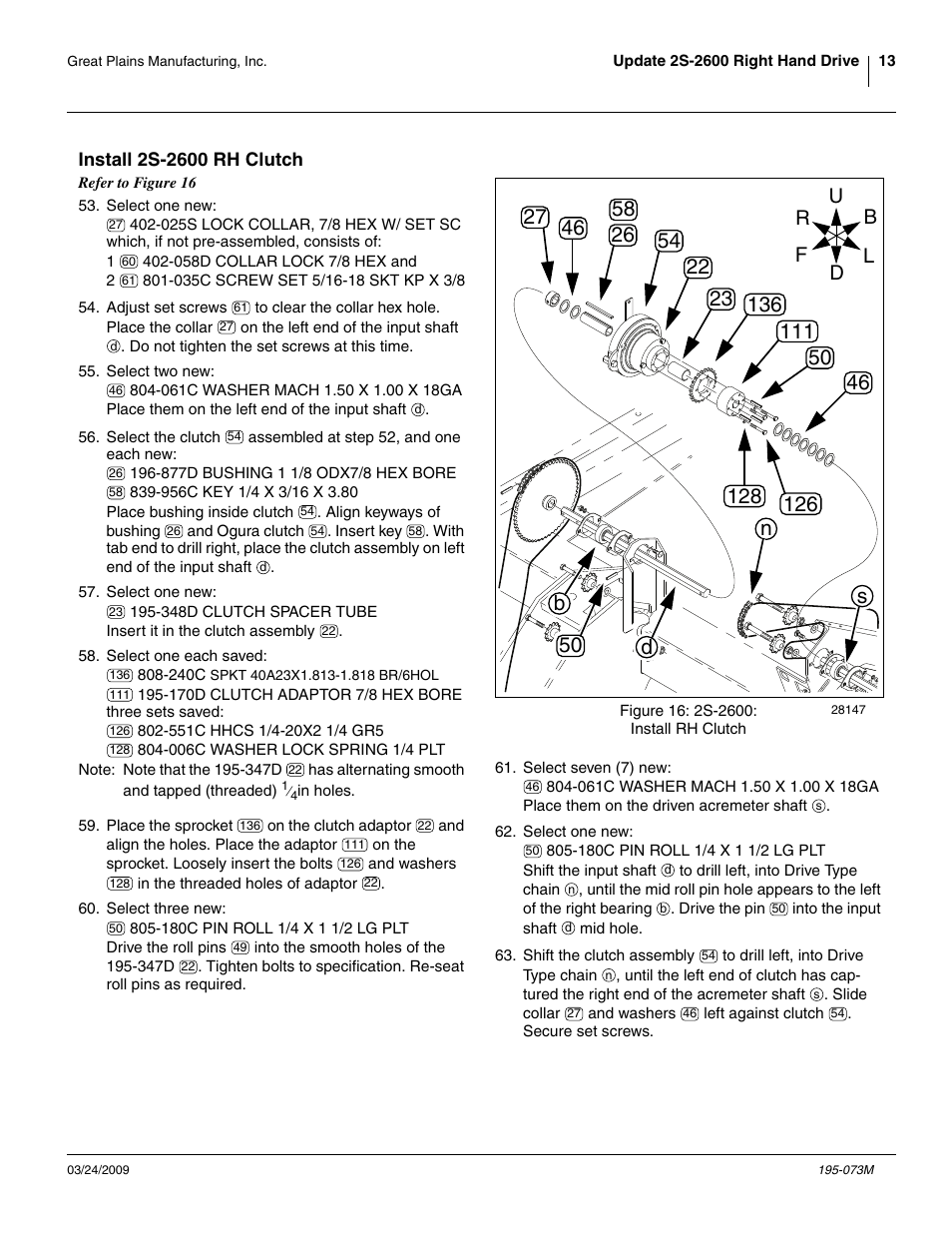 Install 2s-2600 rh clutch | Great Plains Electric Clutch Package User Manual | Page 17 / 108