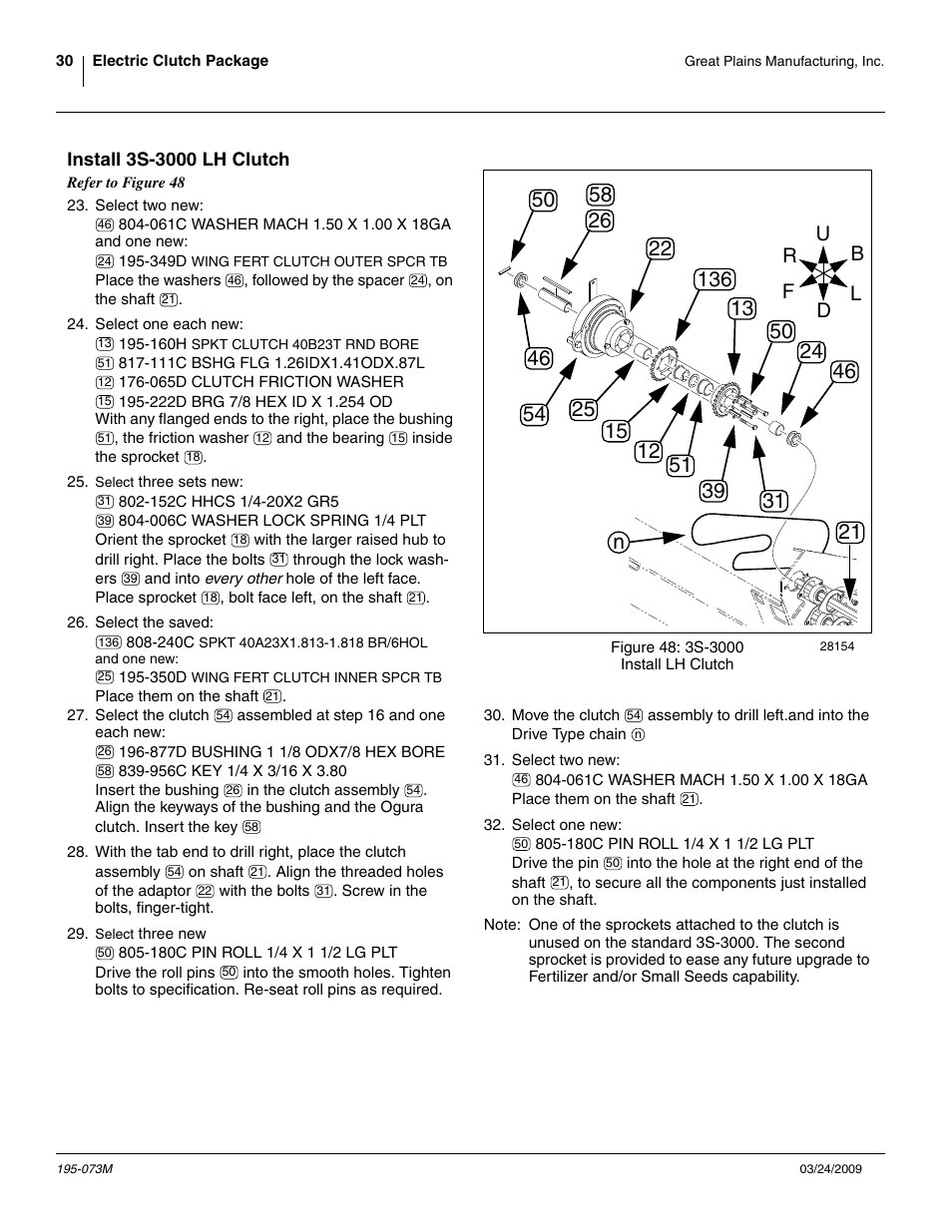 Install 3s-3000 lh clutch | Great Plains Electric Clutch Package User Manual | Page 34 / 108