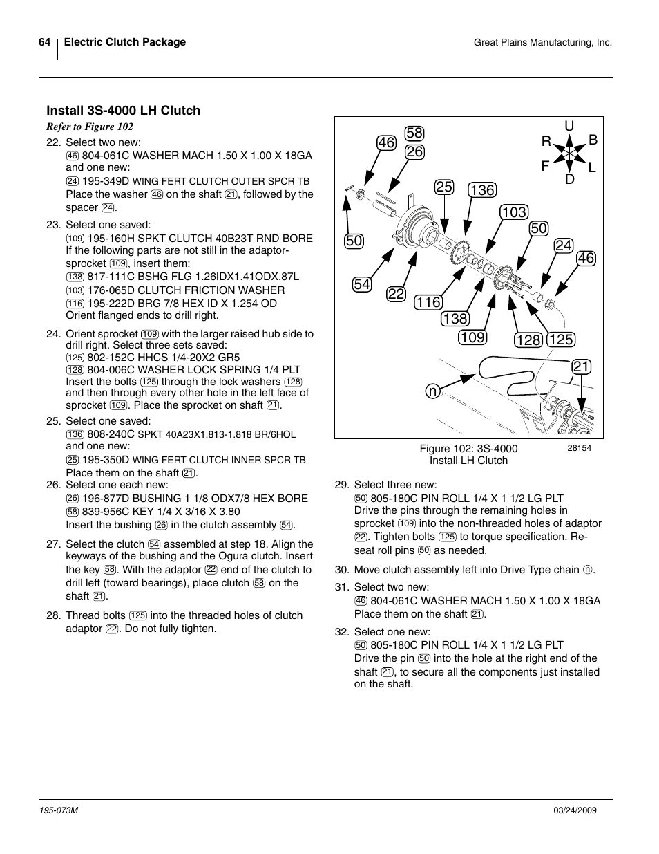 Install 3s-4000 lh clutch | Great Plains Electric Clutch Package User Manual | Page 68 / 108