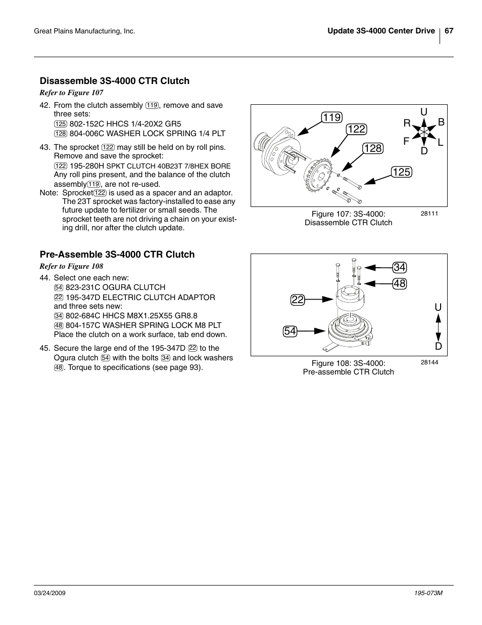 Disassemble 3s-4000 ctr clutch, Pre-assemble 3s-4000 ctr clutch | Great Plains Electric Clutch Package User Manual | Page 71 / 108