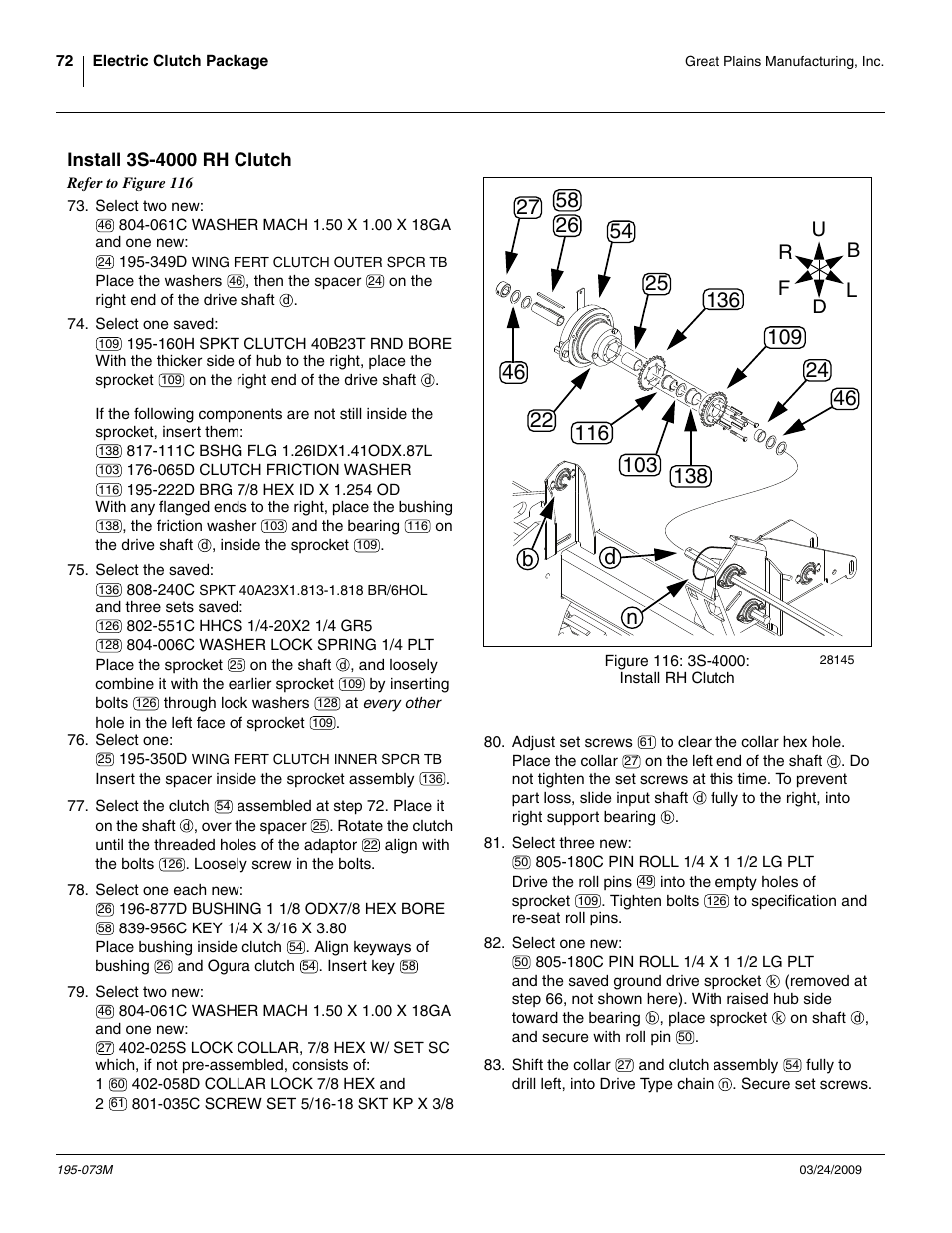Install 3s-4000 rh clutch | Great Plains Electric Clutch Package User Manual | Page 76 / 108