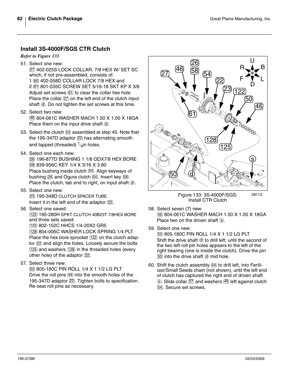 Install 3s-4000f/sgs ctr clutch | Great Plains Electric Clutch Package User Manual | Page 86 / 108
