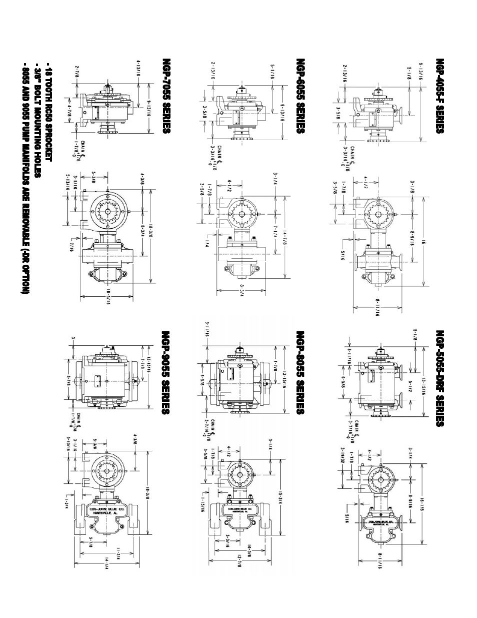 Dimensional footprints | Great Plains CDS-JohnBlue NGP Series Pumps User Manual | Page 22 / 24