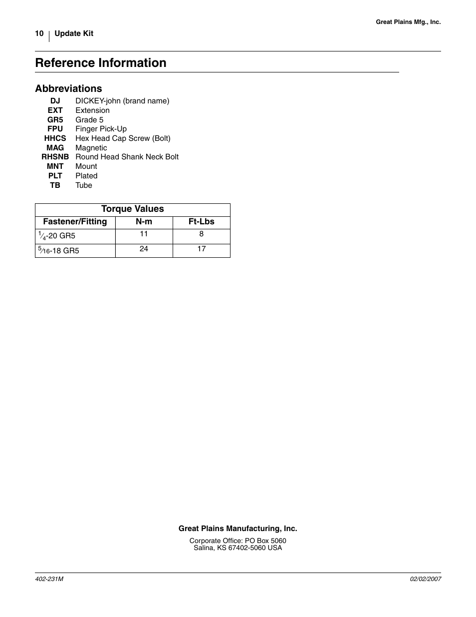 Reference information, Abbreviations | Great Plains PD8070 User Manual | Page 10 / 10