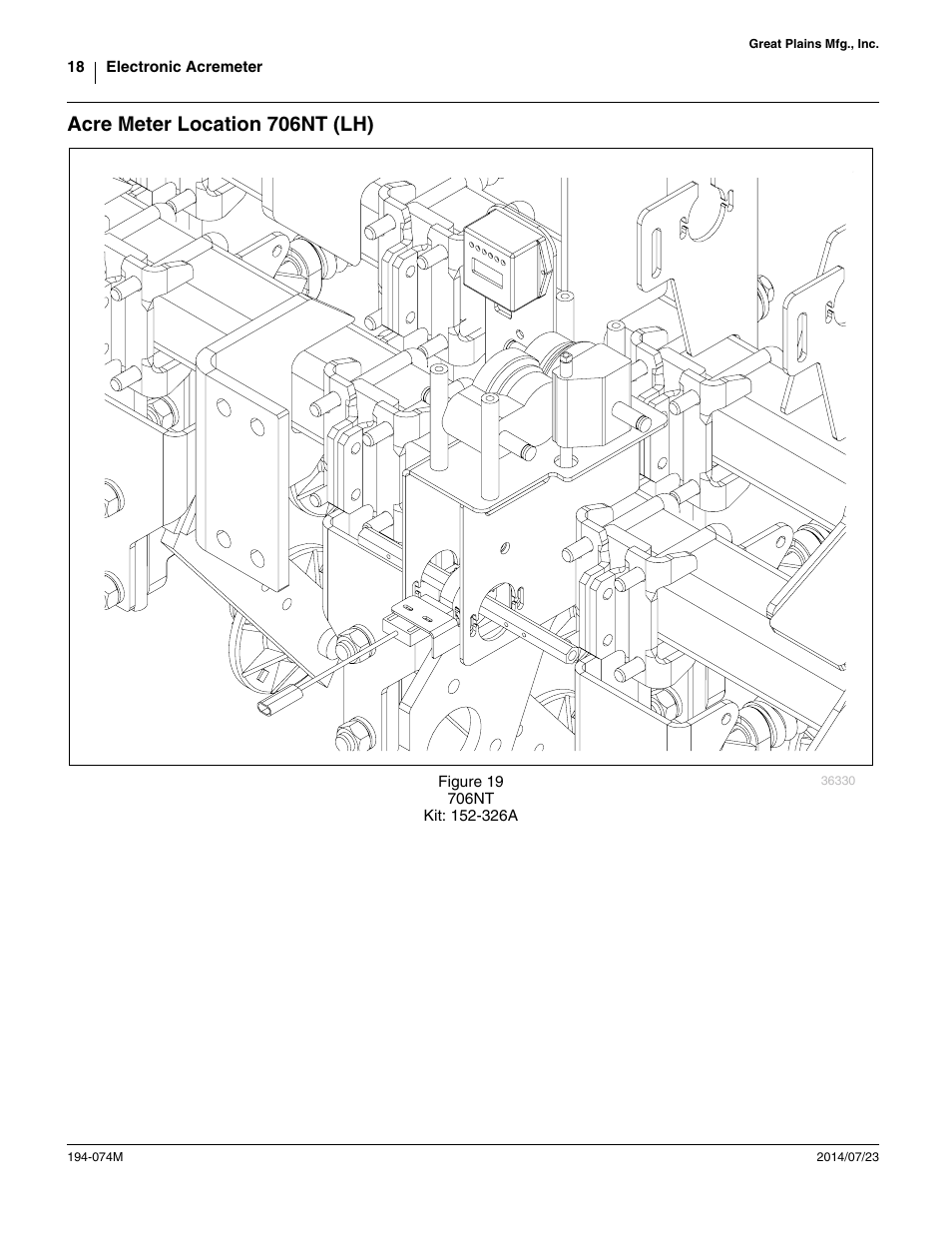 Acre meter location 706nt (lh) | Great Plains Electronic Acremeter User Manual | Page 18 / 34