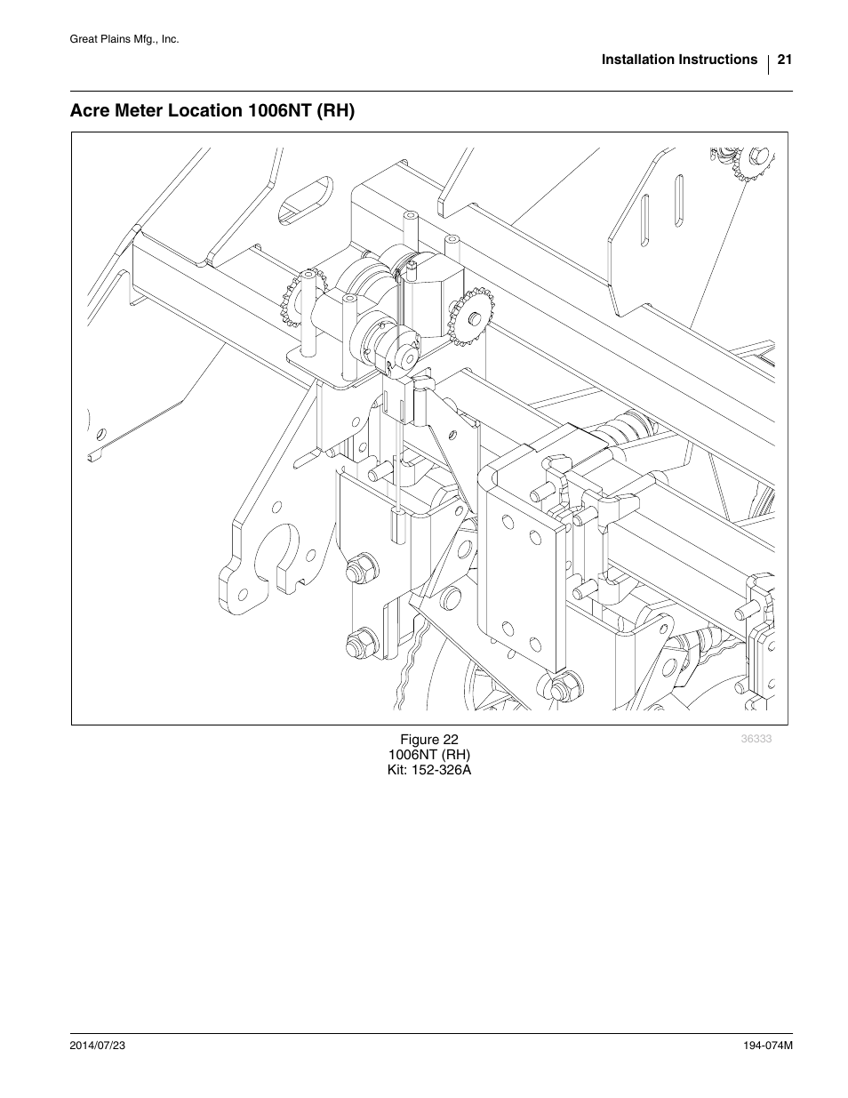 Acre meter location 1006nt (rh) | Great Plains Electronic Acremeter User Manual | Page 21 / 34