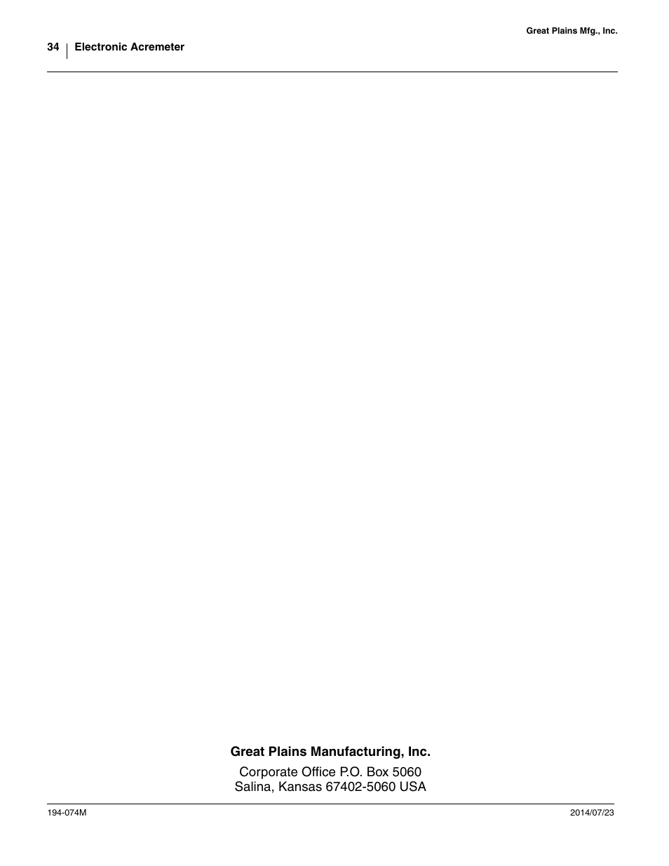 Great Plains Electronic Acremeter User Manual | Page 34 / 34