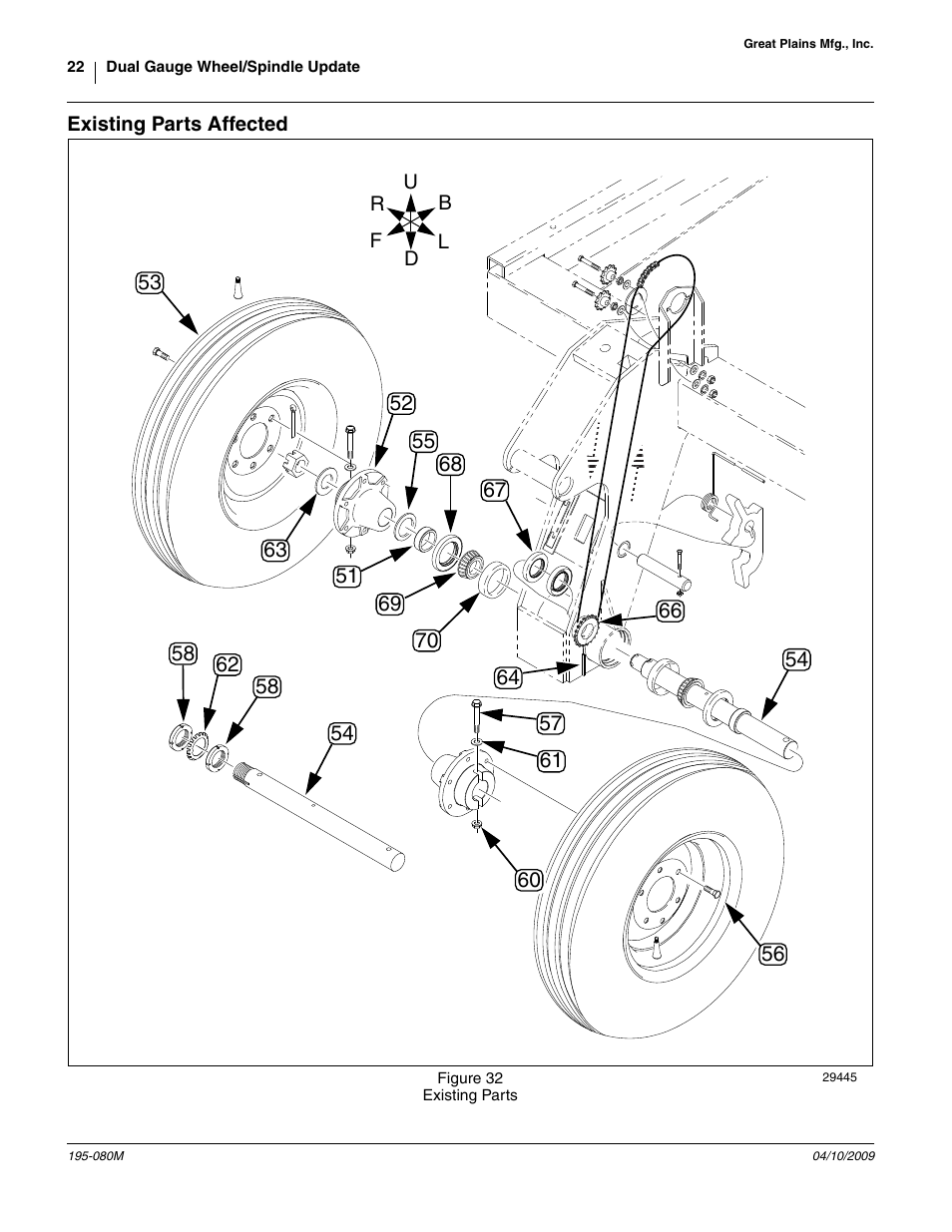 Existing parts affected | Great Plains Gauge Wheel-Spindle User Manual | Page 22 / 24