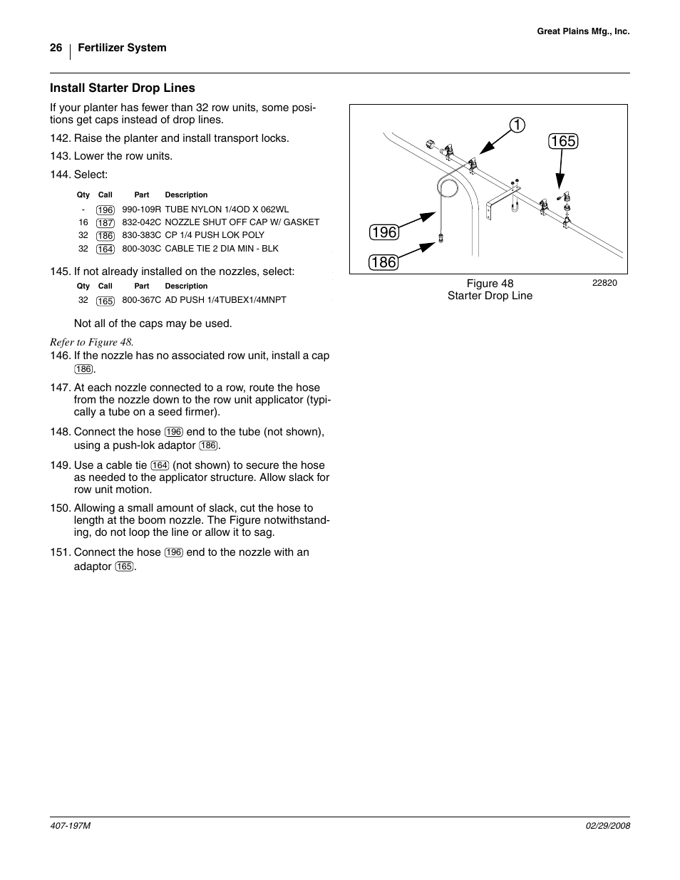 Install starter drop lines, Step 146 | Great Plains YP Fertilizer System User Manual | Page 26 / 38