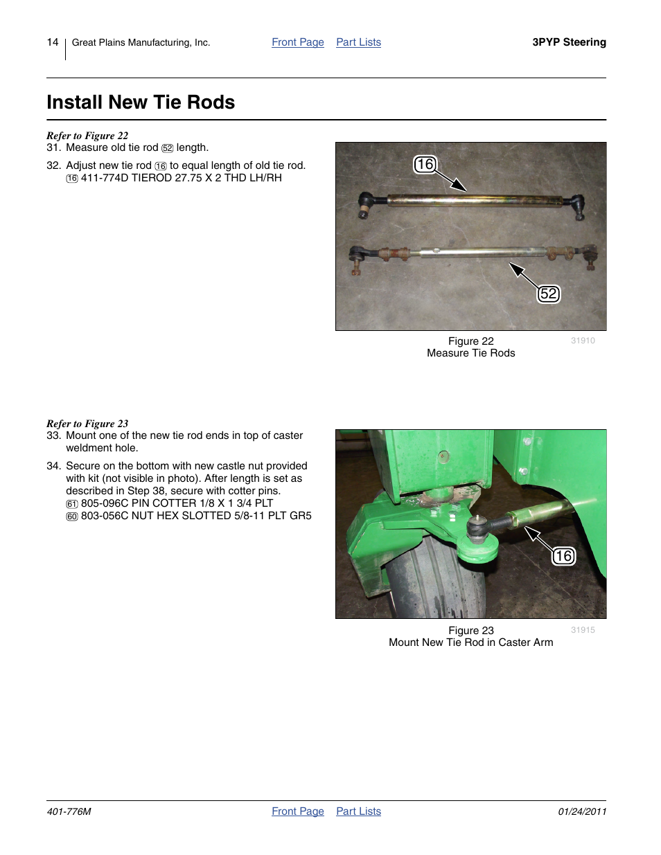 Install new tie rods | Great Plains 3PYP Steering Kit User Manual | Page 14 / 18