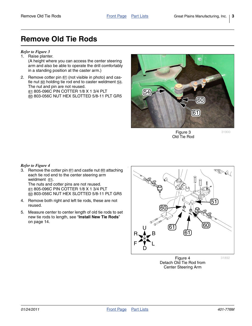 Remove old tie rods | Great Plains 3PYP Steering Kit User Manual | Page 3 / 18