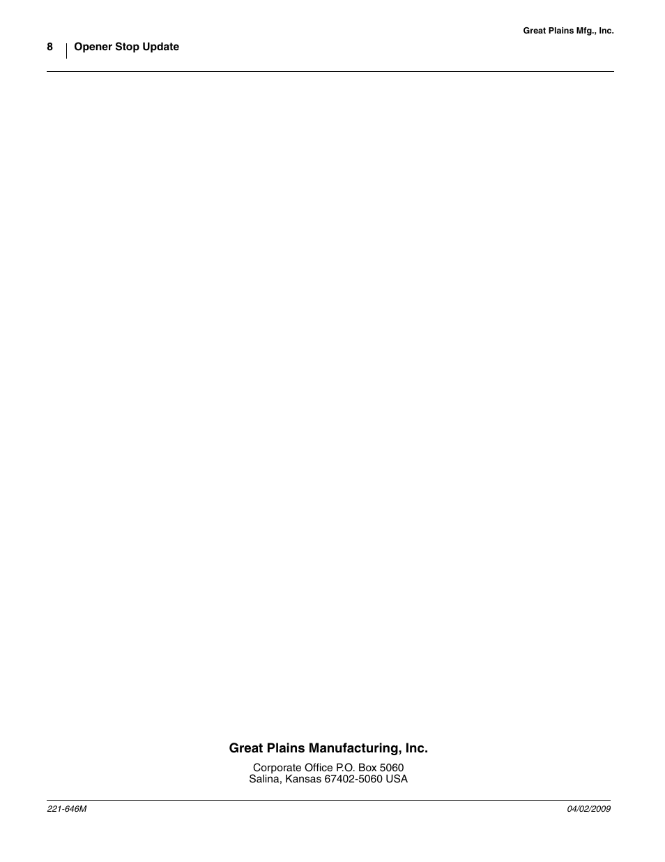 Great plains manufacturing, inc | Great Plains CTA4000HD User Manual | Page 8 / 8