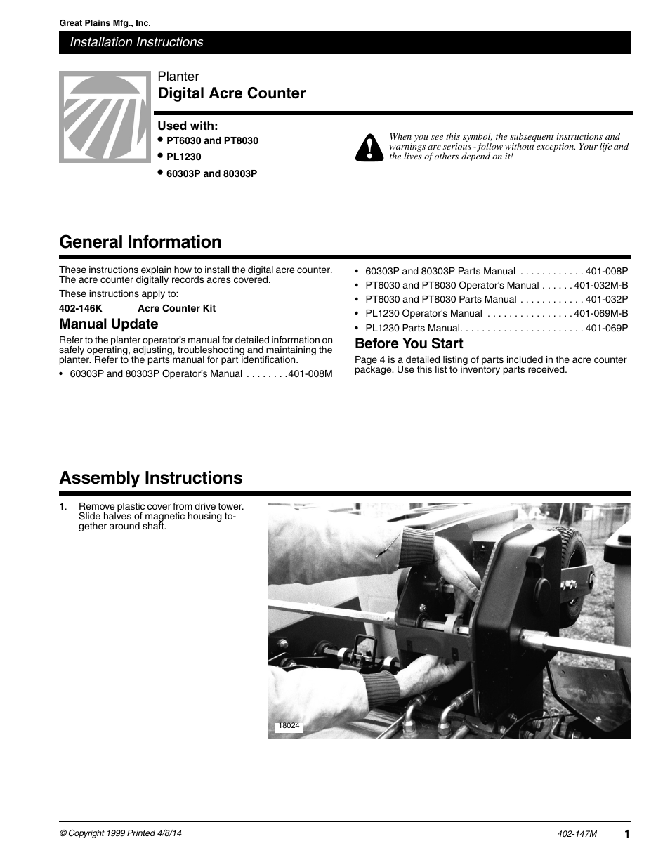 Great Plains 80303P User Manual | 4 pages