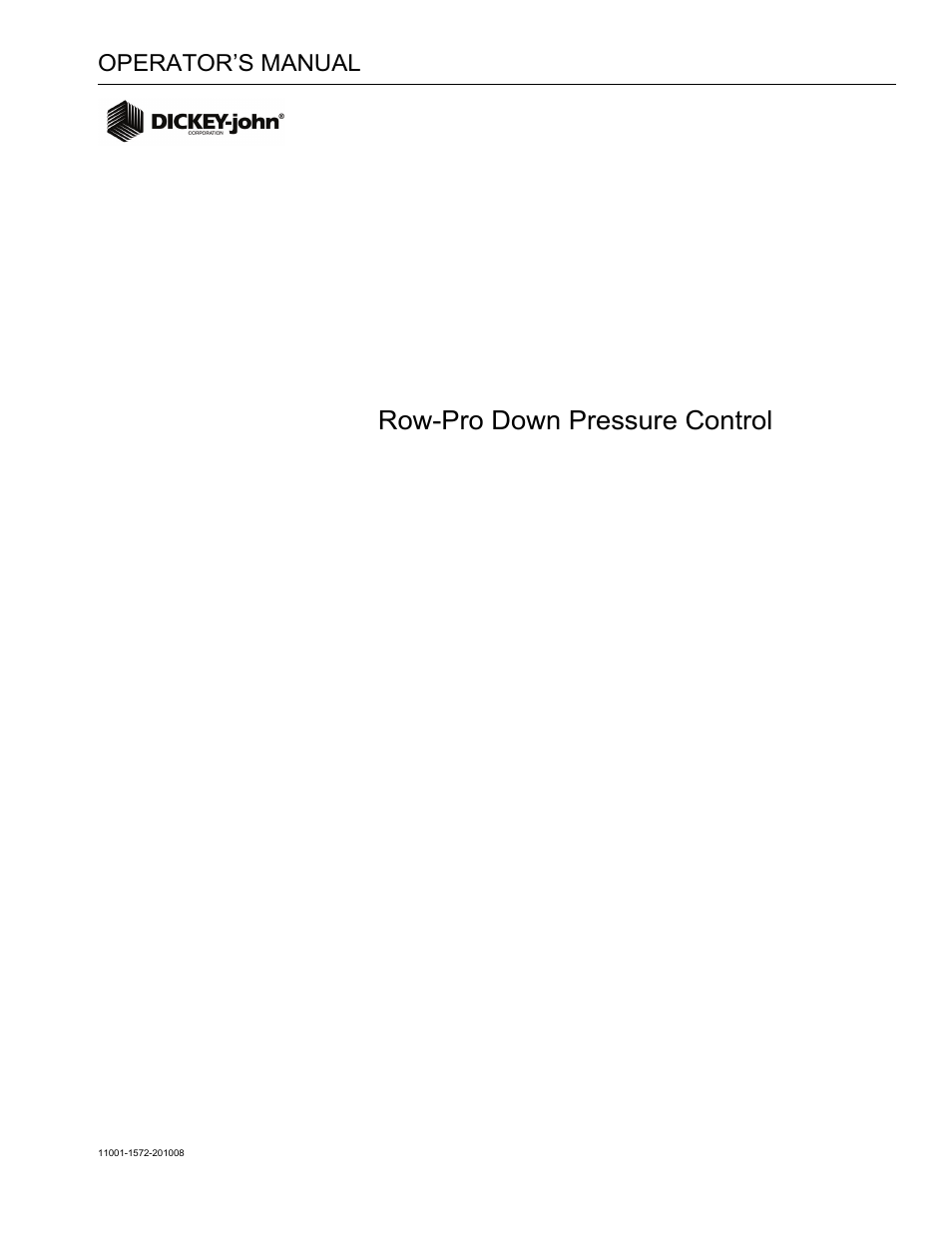 Great Plains DICKEY-john Down Pressure Control User Manual | 15 pages