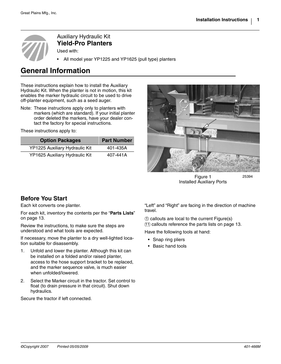 Great Plains Auxiliary Hydraulic Kit User Manual | 14 pages