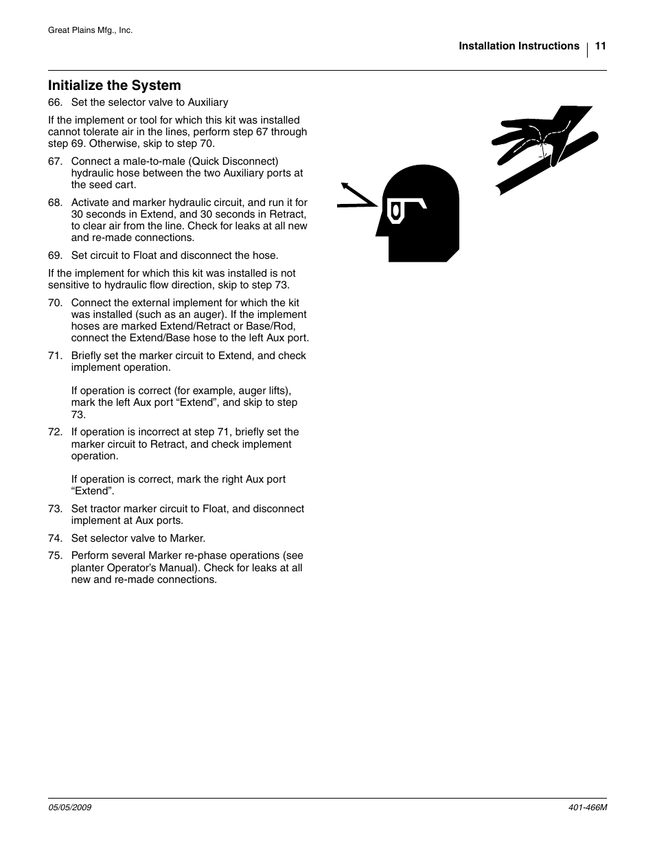 Initialize the system | Great Plains Auxiliary Hydraulic Kit User Manual | Page 11 / 14