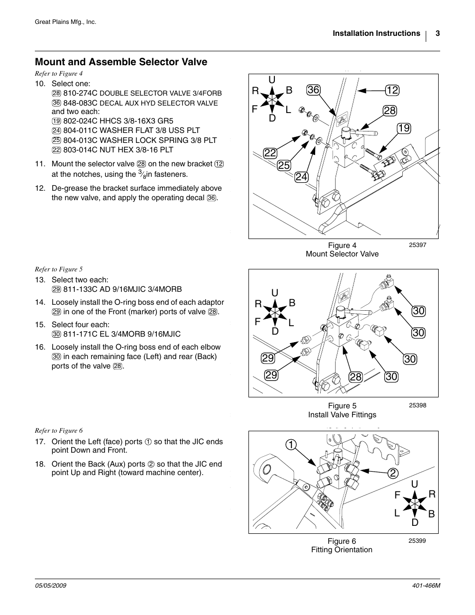 Mount and assemble selector valve | Great Plains Auxiliary Hydraulic Kit User Manual | Page 3 / 14