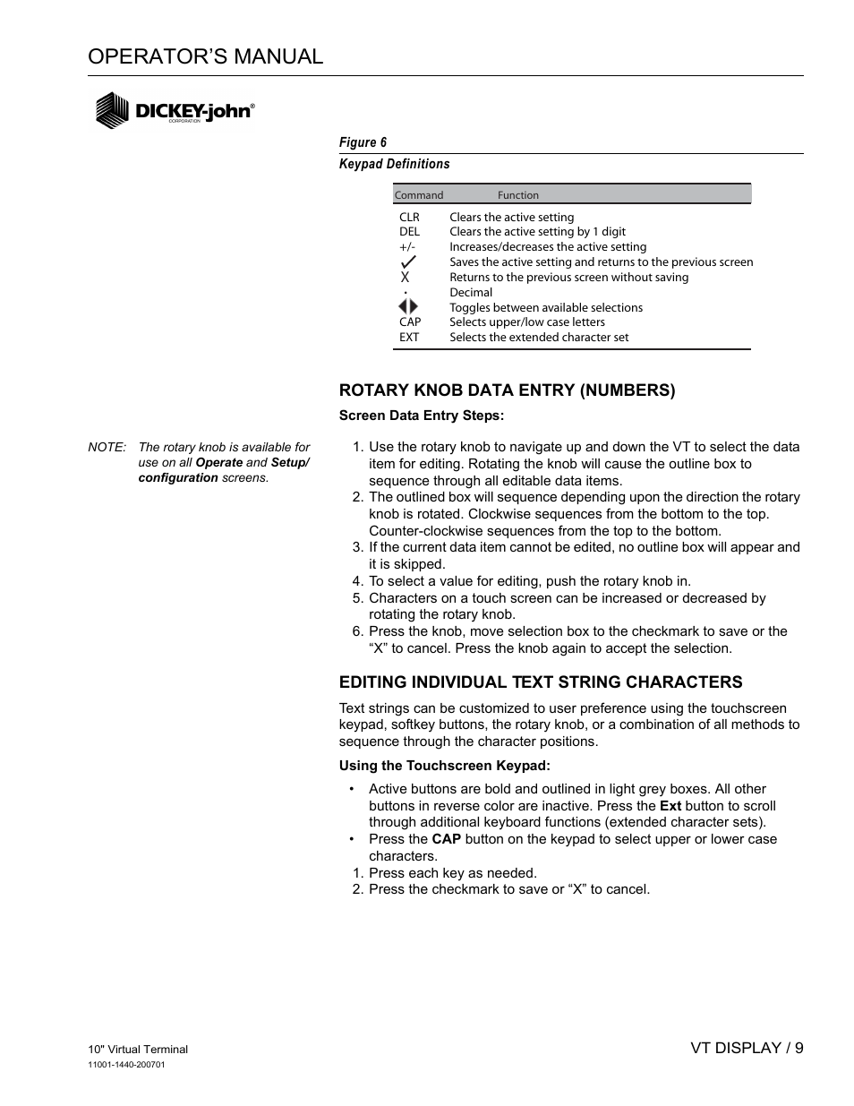 Operator’s manual | Great Plains DICKEY-john AI100 10-inch Virtual Terminal User Manual | Page 11 / 73