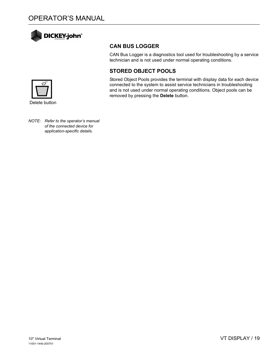 Operator’s manual | Great Plains DICKEY-john AI100 10-inch Virtual Terminal User Manual | Page 21 / 73