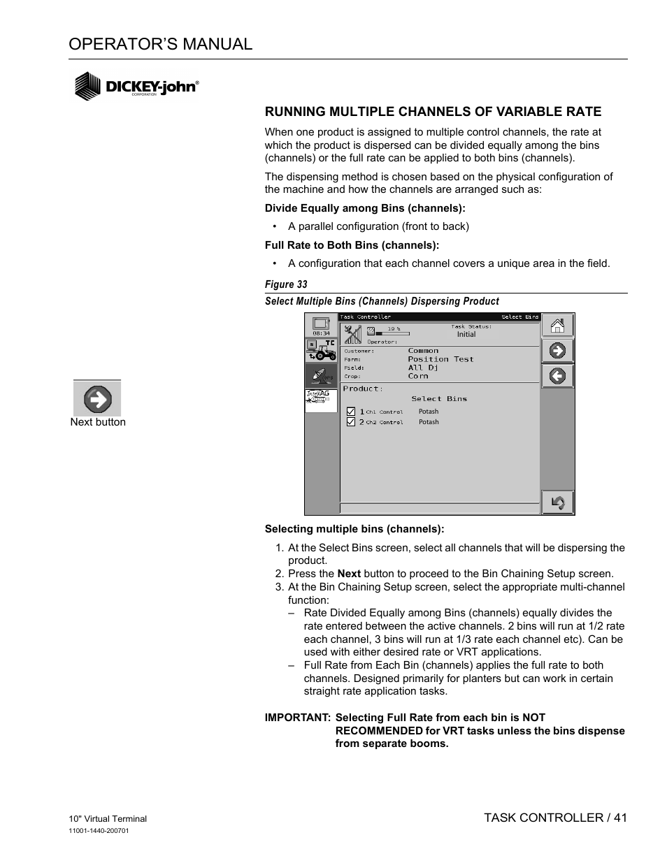 Operator’s manual | Great Plains DICKEY-john AI100 10-inch Virtual Terminal User Manual | Page 43 / 73
