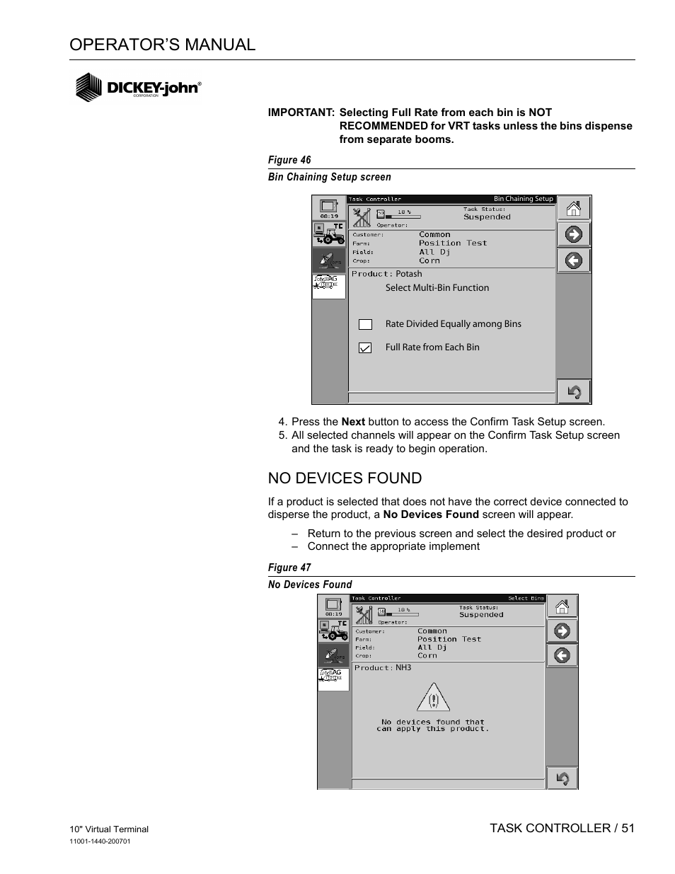 Operator’s manual, No devices found | Great Plains DICKEY-john AI100 10-inch Virtual Terminal User Manual | Page 53 / 73