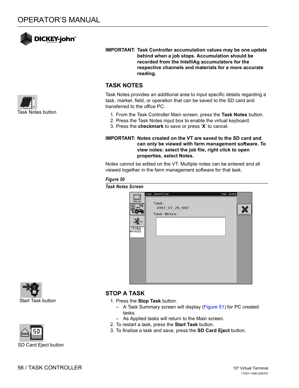 Operator’s manual | Great Plains DICKEY-john AI100 10-inch Virtual Terminal User Manual | Page 58 / 73