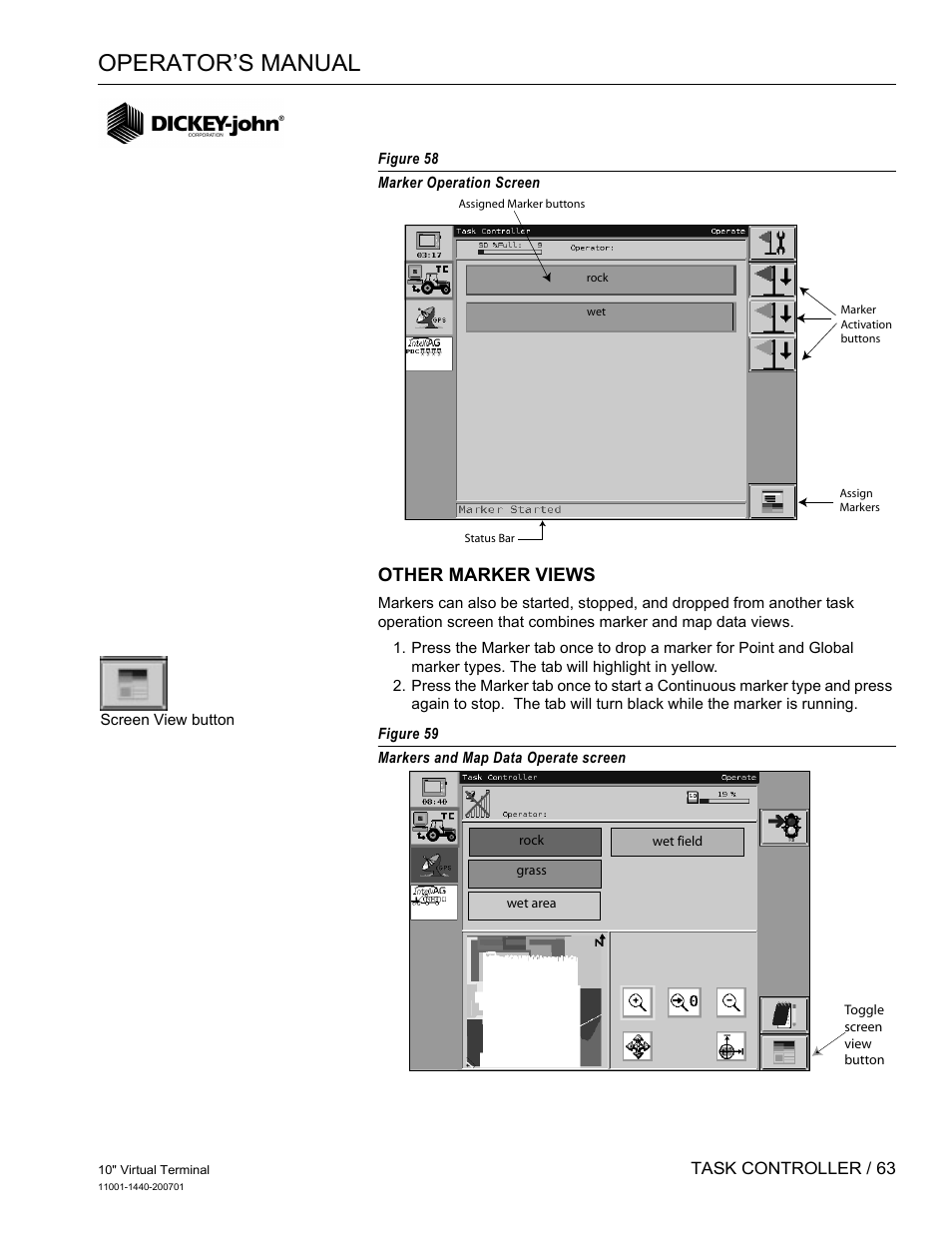 Operator’s manual, Other marker views | Great Plains DICKEY-john AI100 10-inch Virtual Terminal User Manual | Page 65 / 73