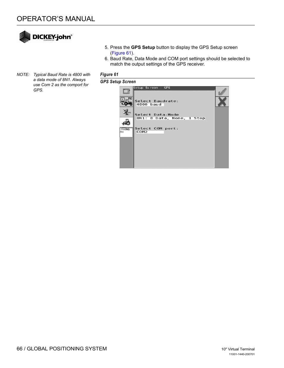 Operator’s manual | Great Plains DICKEY-john AI100 10-inch Virtual Terminal User Manual | Page 68 / 73
