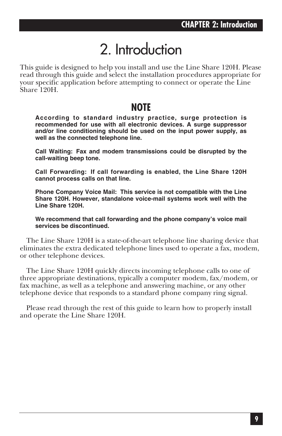 Introduction | Black Box 120H User Manual | Page 8 / 25