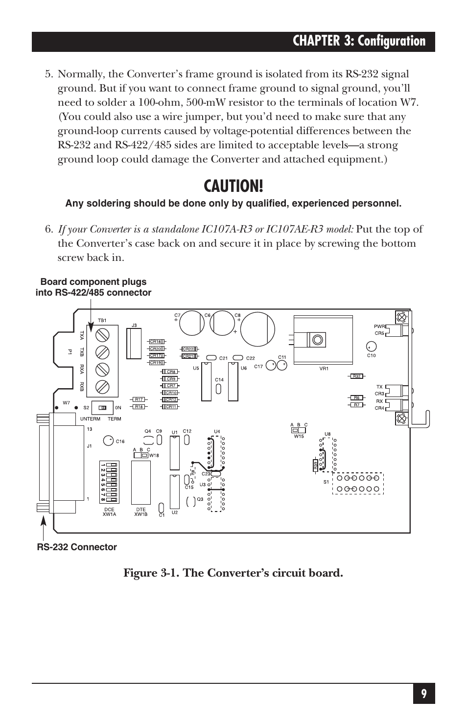Caution, Chapter 3: configuration | Black Box IC107A-R3 User Manual | Page 10 / 20