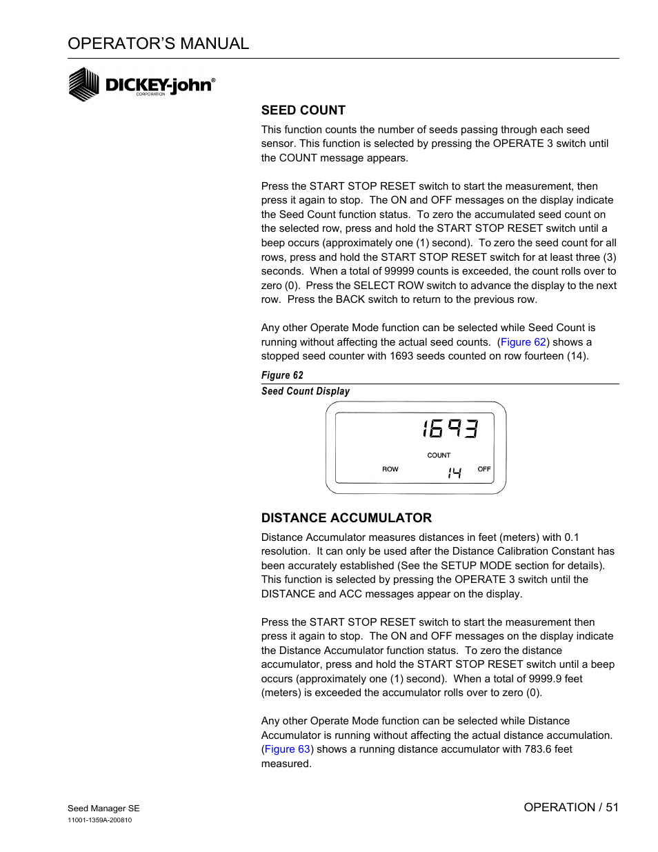 Operator’s manual | Great Plains DICKEY-john Seed Manager SE Operator Manual User Manual | Page 53 / 71