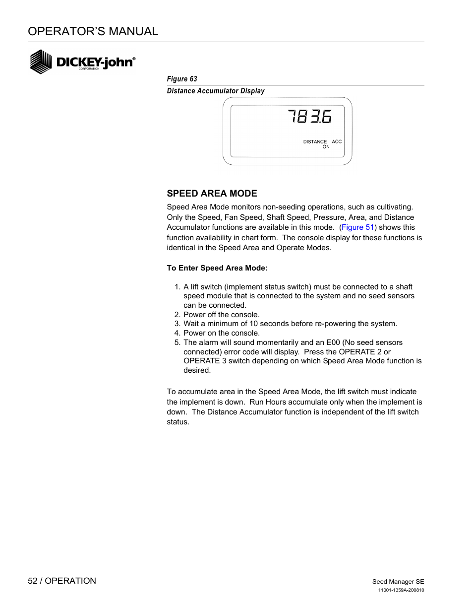 Operator’s manual | Great Plains DICKEY-john Seed Manager SE Operator Manual User Manual | Page 54 / 71