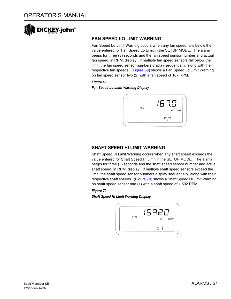 Operator’s manual | Great Plains DICKEY-john Seed Manager SE Operator Manual User Manual | Page 59 / 71