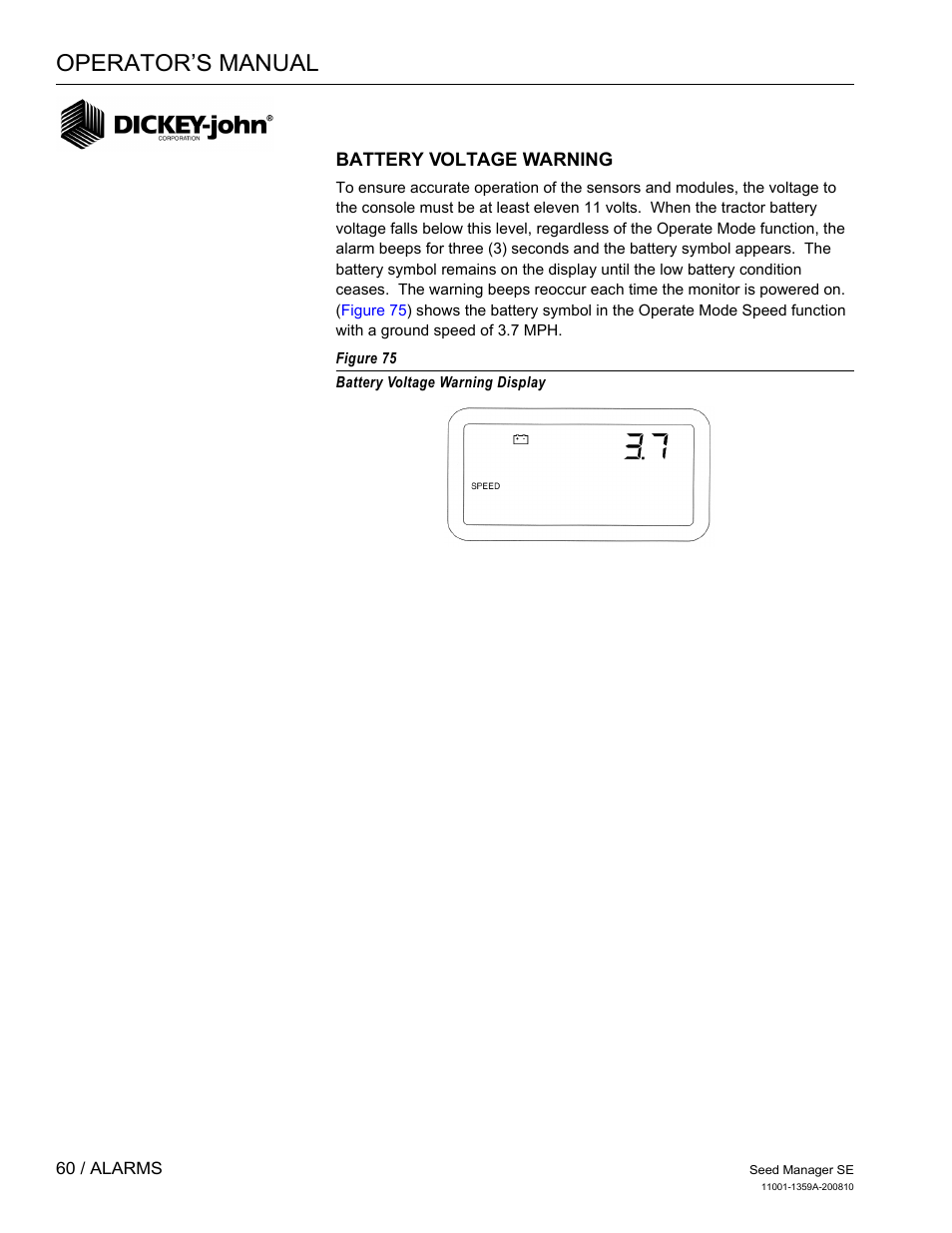 Operator’s manual | Great Plains DICKEY-john Seed Manager SE Operator Manual User Manual | Page 62 / 71