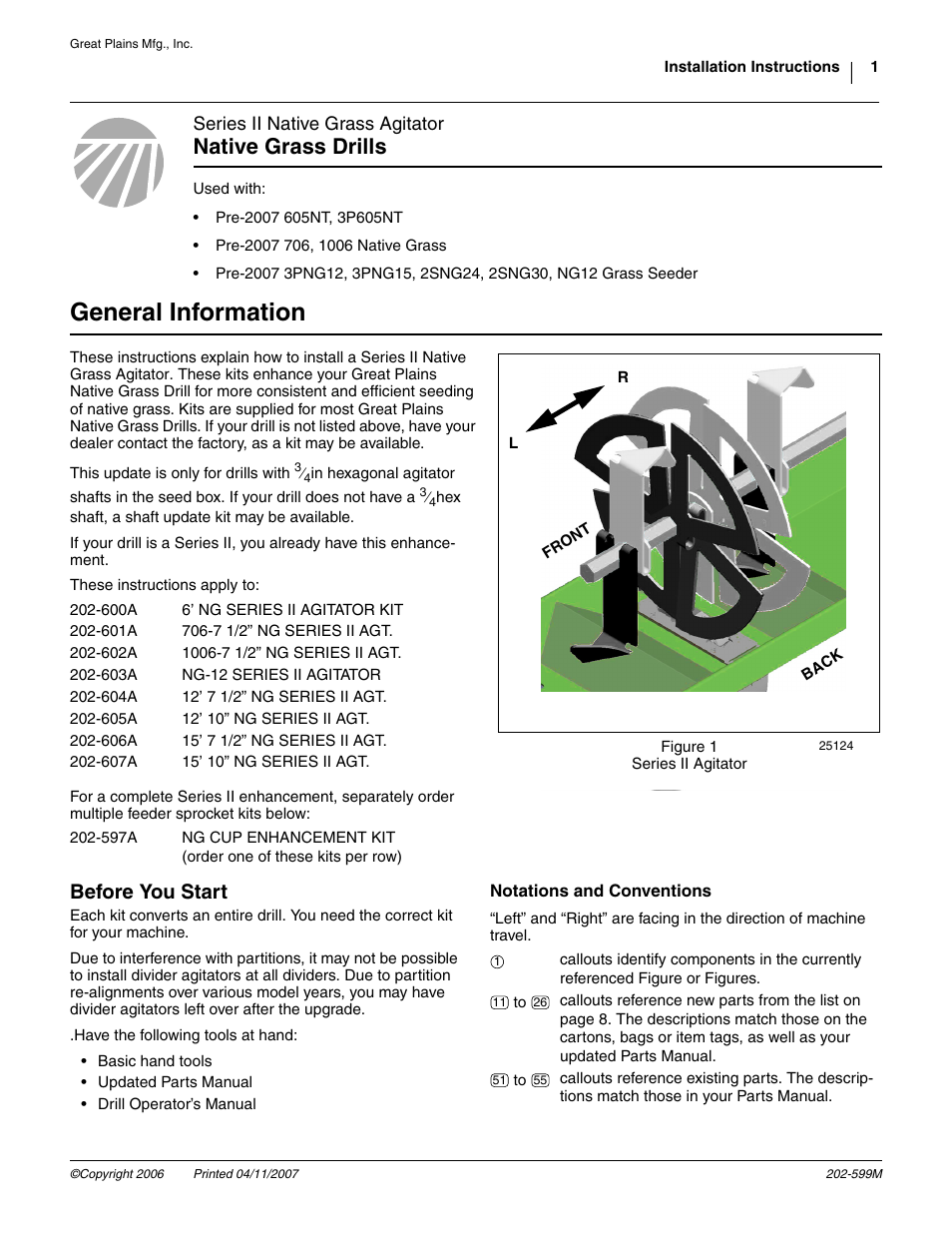 Great Plains Series II Native Grass Agitator User Manual | 8 pages