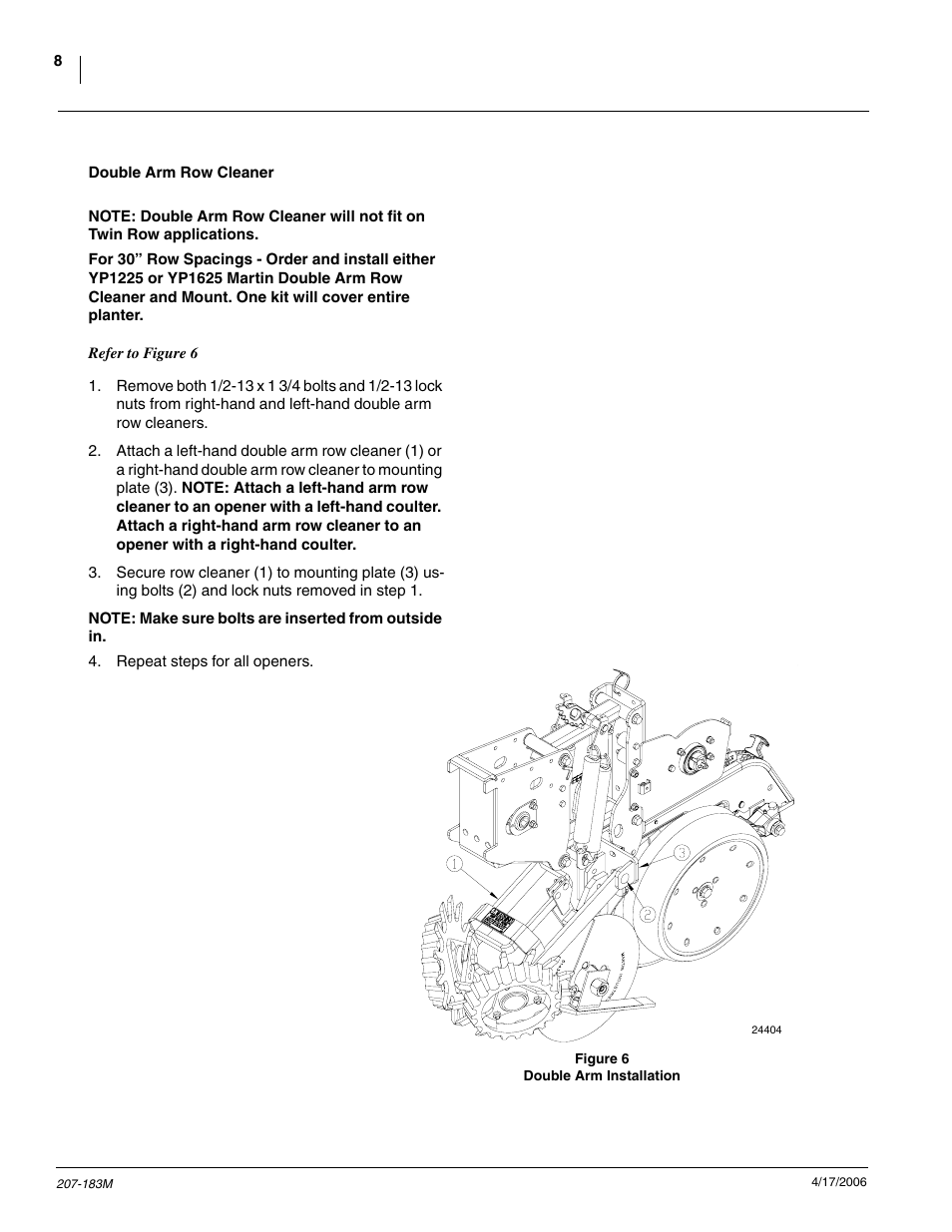 Double arm row cleaner | Great Plains YP Martin Row Cleaner User Manual | Page 10 / 18